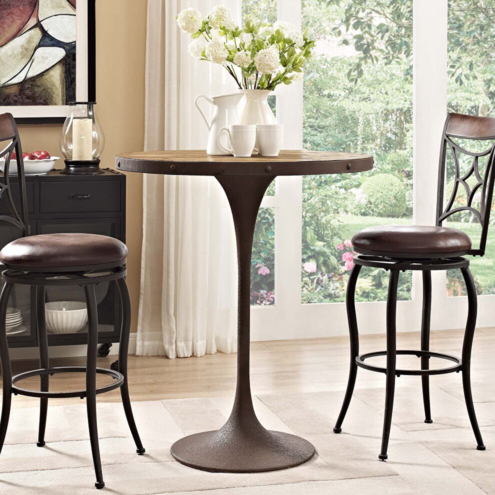 Wood bar table in brown by Modway