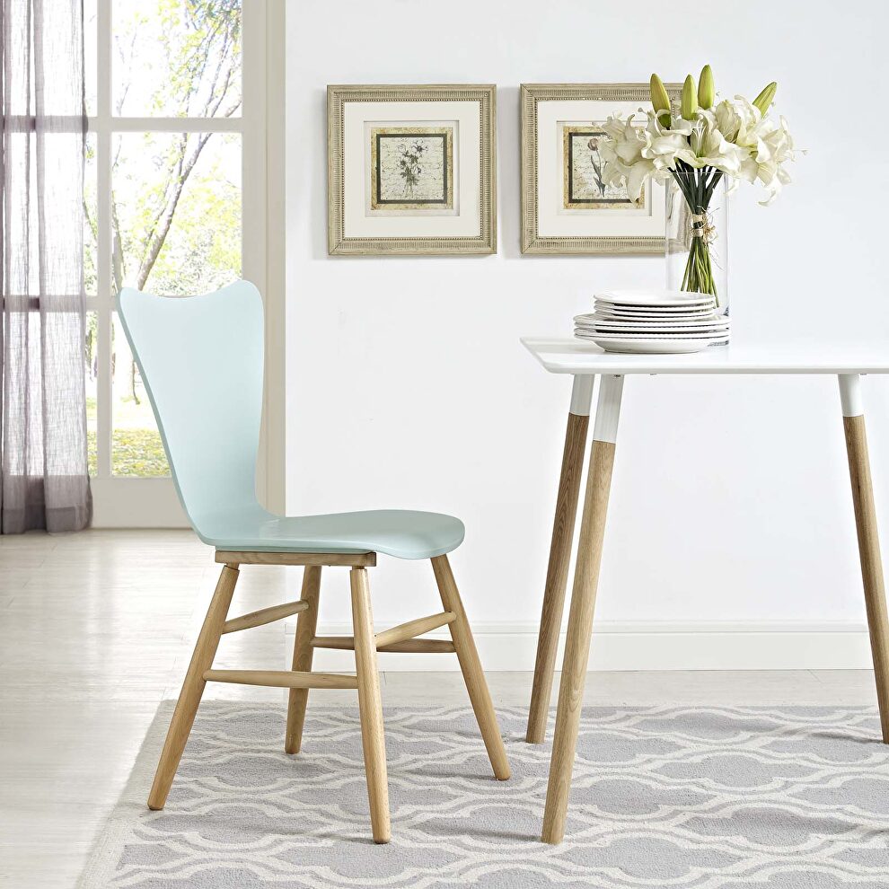 Wood dining chair in light blue by Modway
