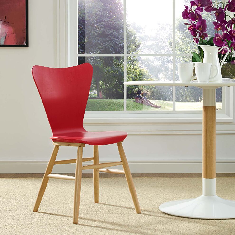Wood dining chair in red by Modway