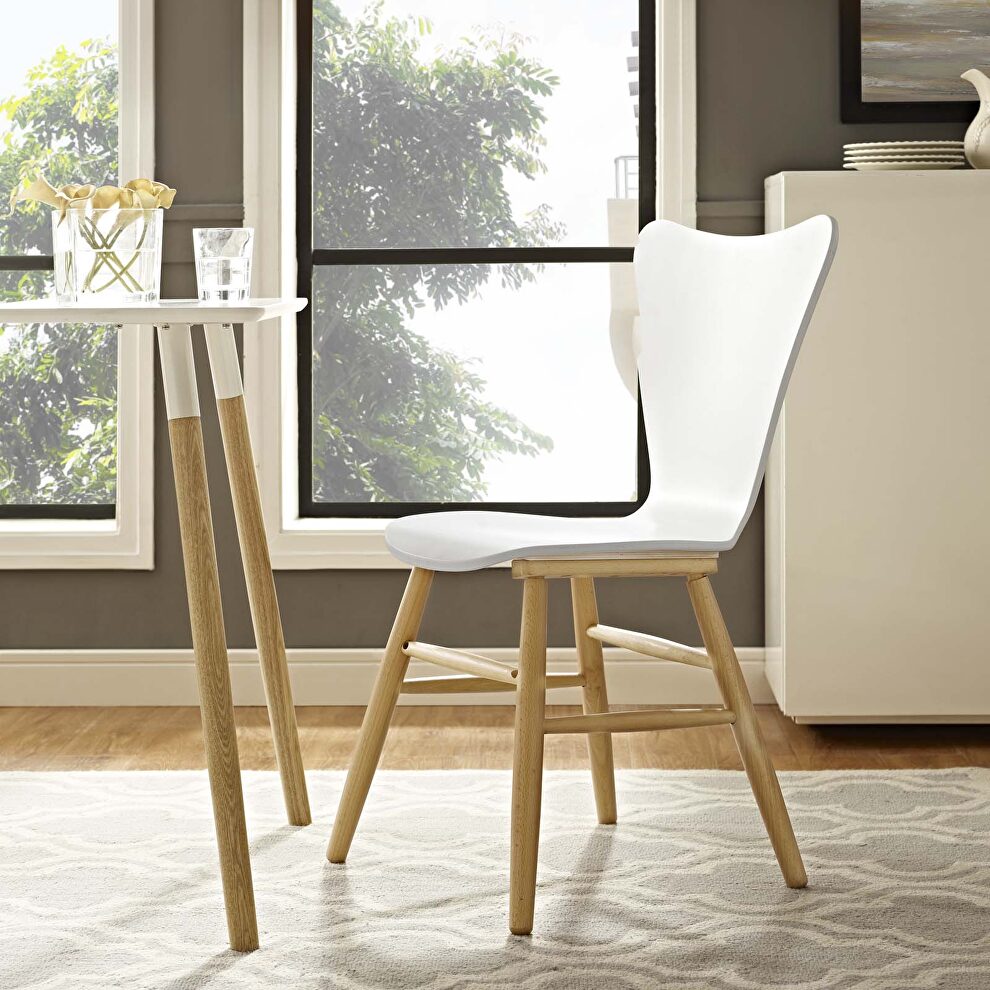 Wood dining chair in white by Modway