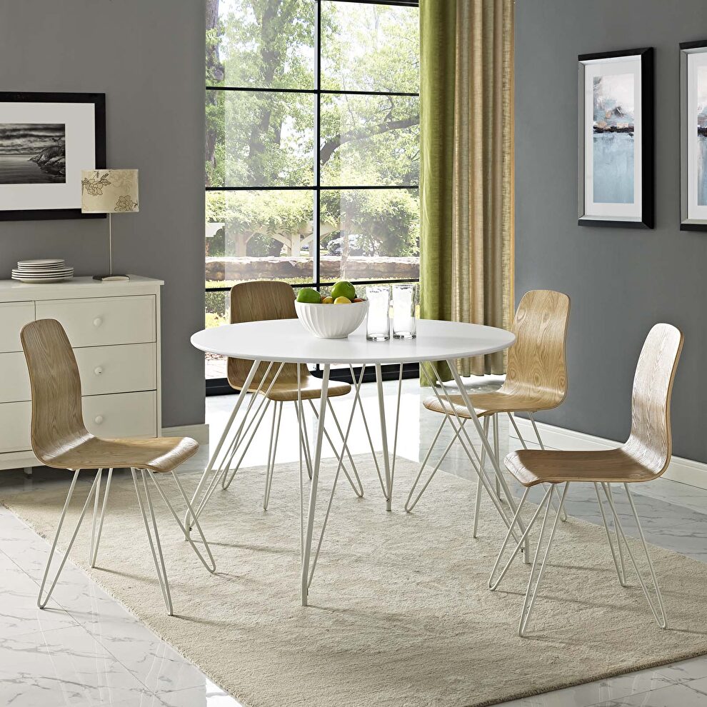 Circular dining table in white by Modway