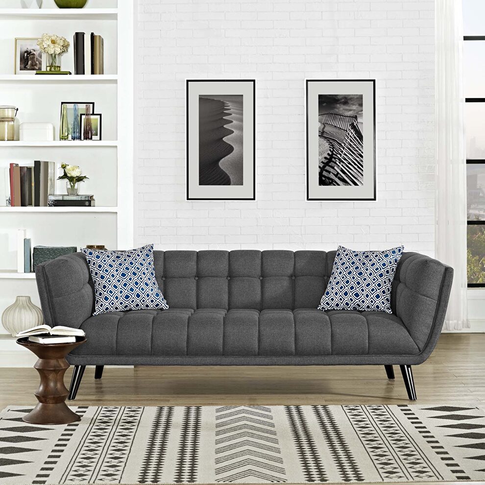 Crushed performance velvet sofa in gray by Modway