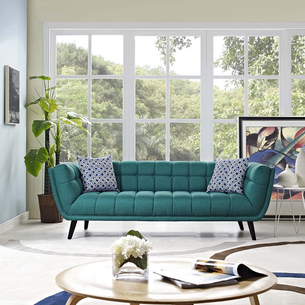 Crushed performance velvet sofa in teal by Modway