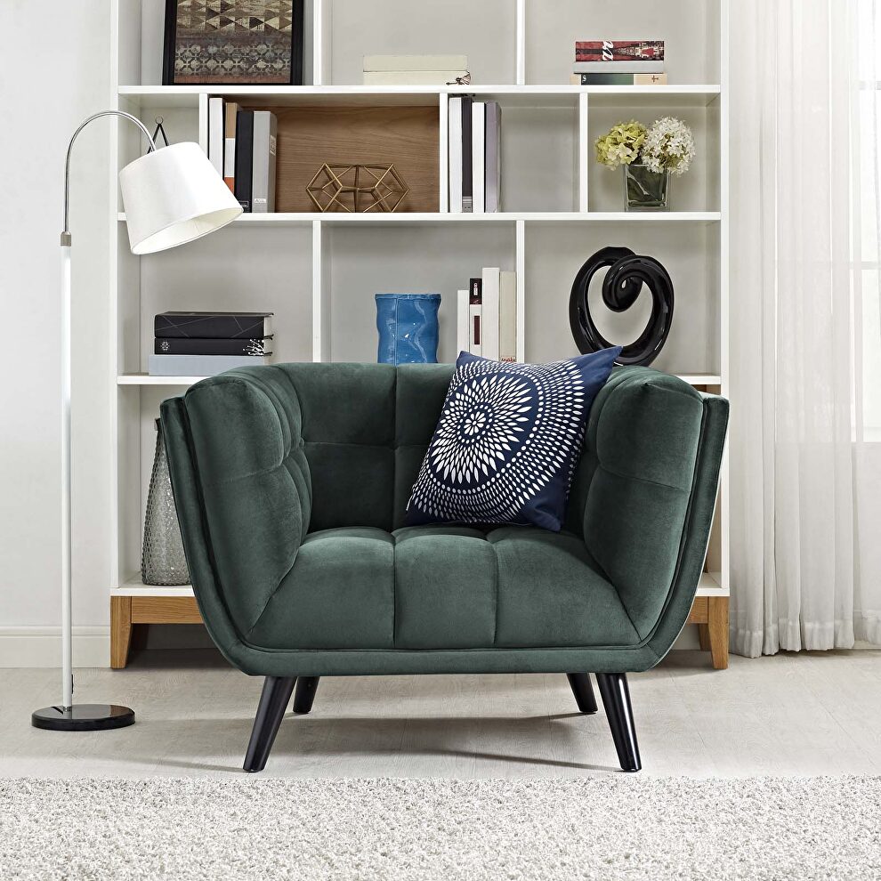 Performance velvet armchair in green by Modway