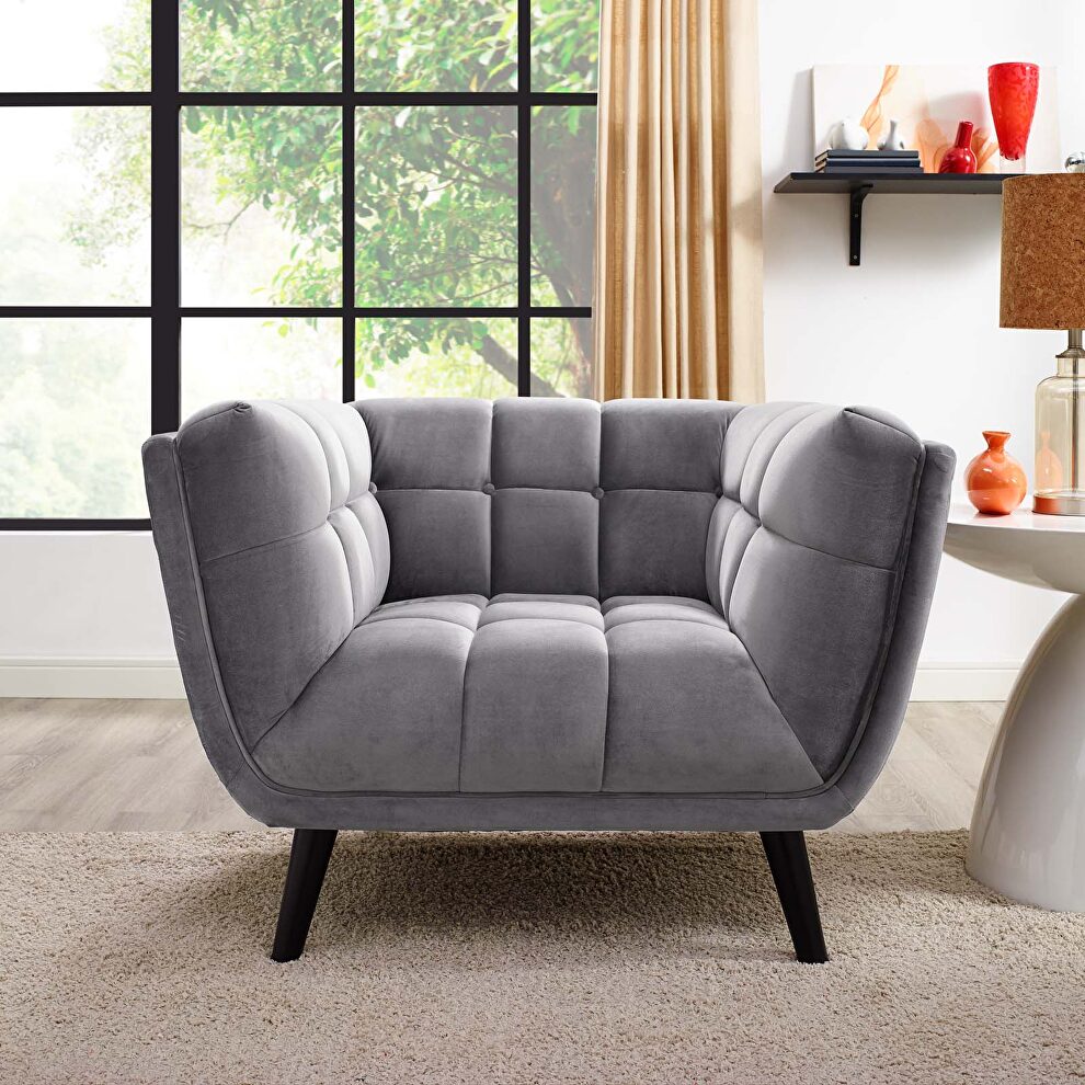 Performance velvet armchair in gray by Modway