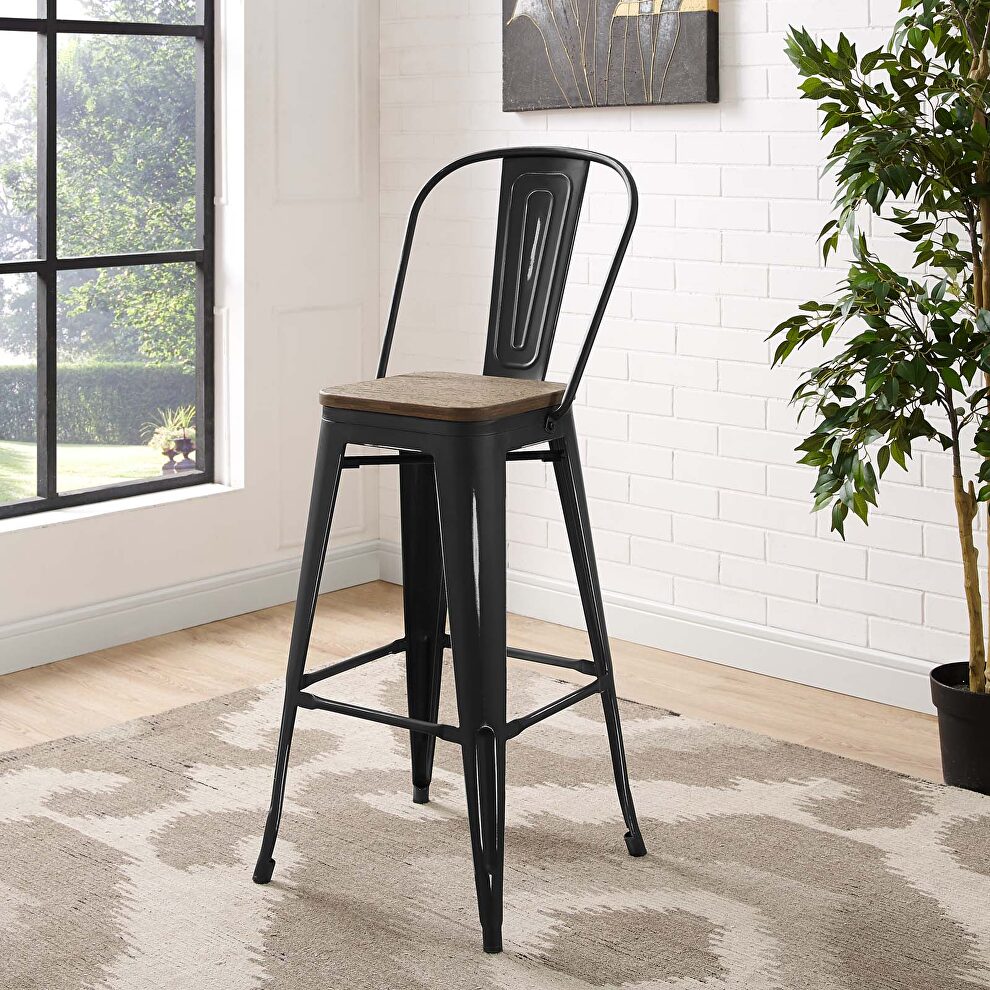 Metal bar stool in black by Modway