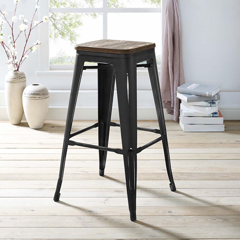 Metal bar stool in black by Modway