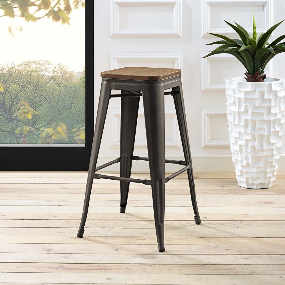 Metal bar stool in brown by Modway