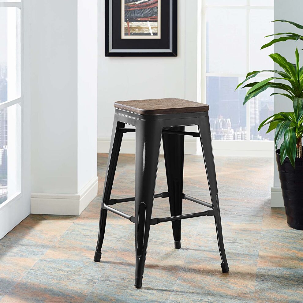 Metal counter stool in black by Modway