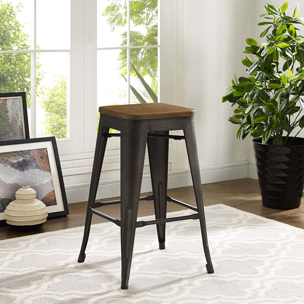 Metal counter stool in brown by Modway