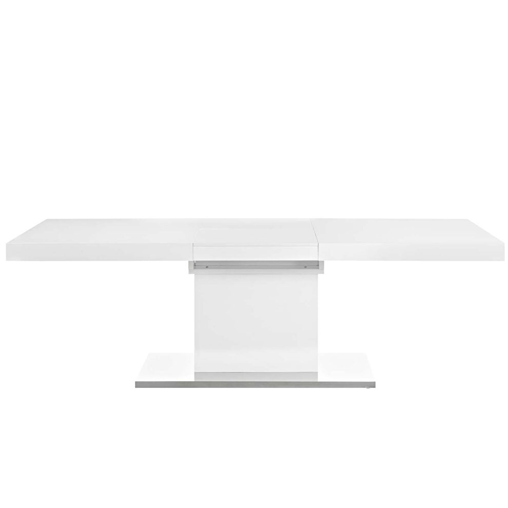 Extension contemporary dining table in white by Modway