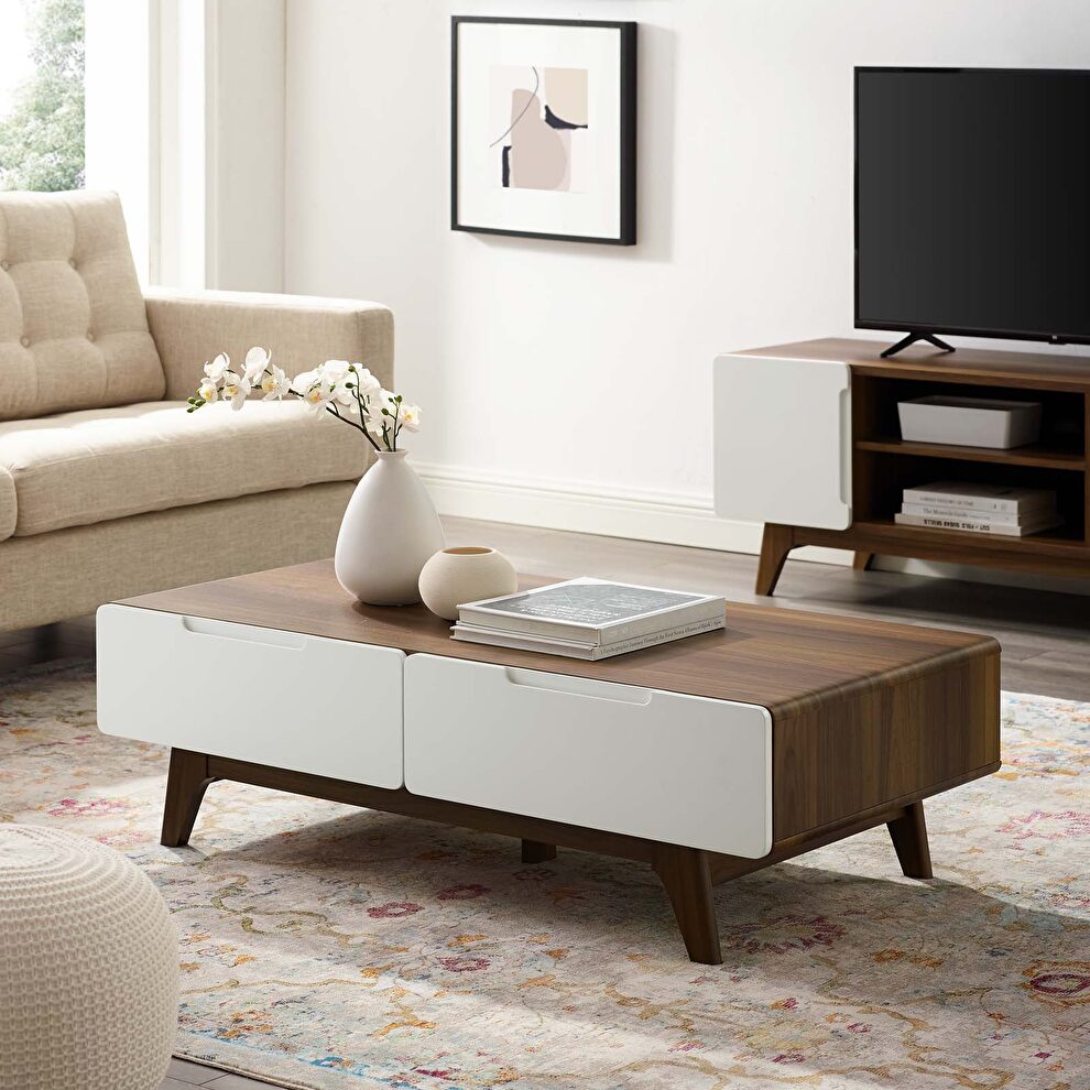 Coffee table in walnut white by Modway