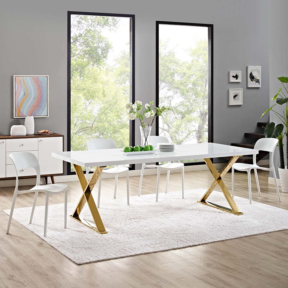 Dining table in white gold by Modway