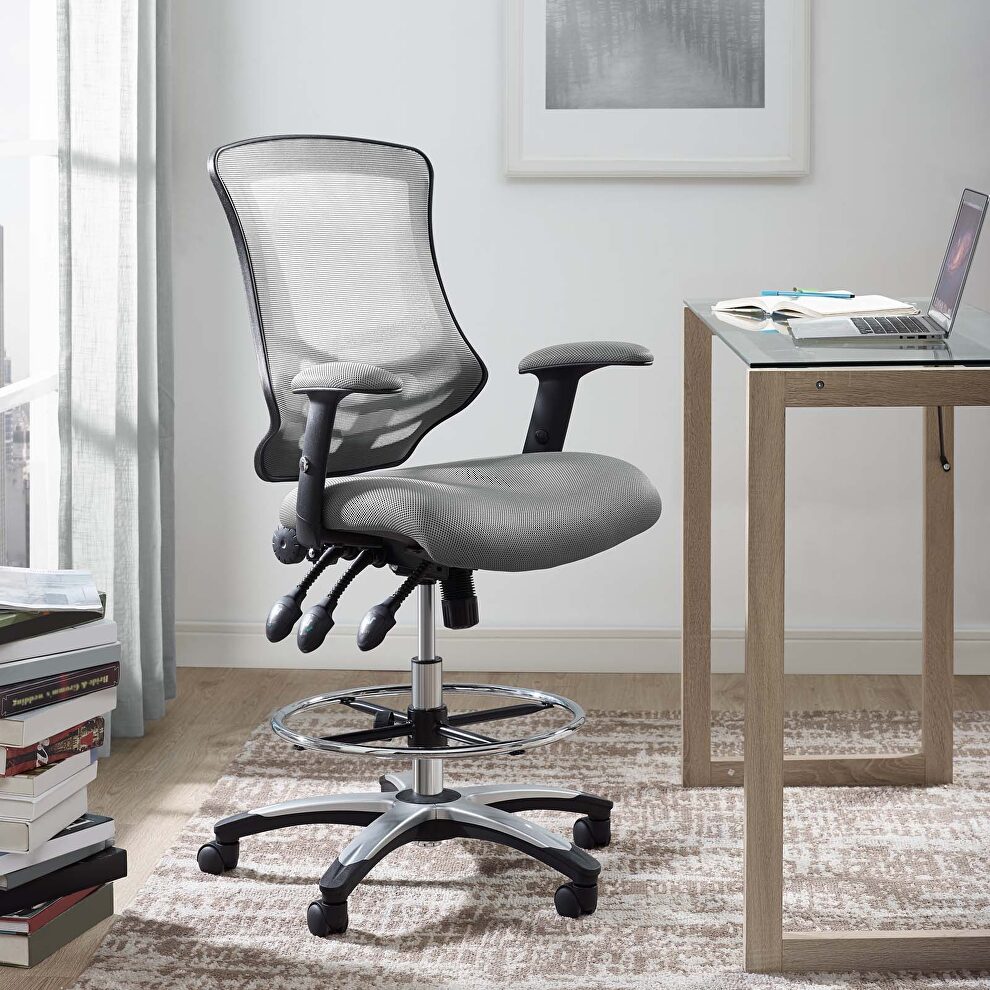 Mesh drafting chair in gray by Modway