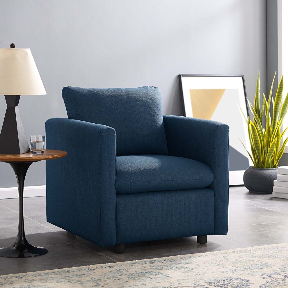 Upholstered fabric chair in azure by Modway