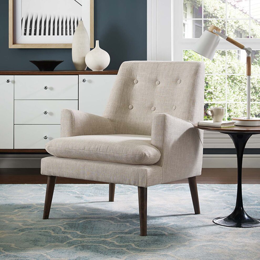 Leisure upholstered lounge chair in beige by Modway