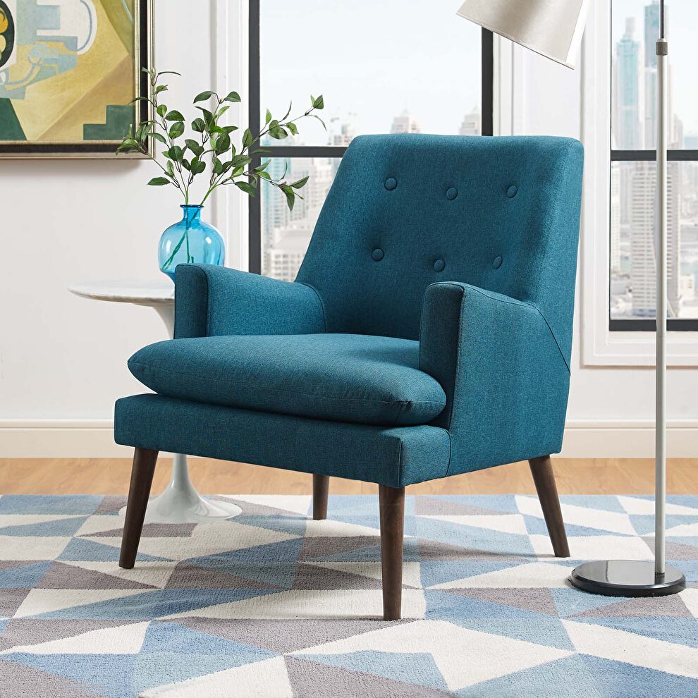 Leisure upholstered lounge chair in teal by Modway