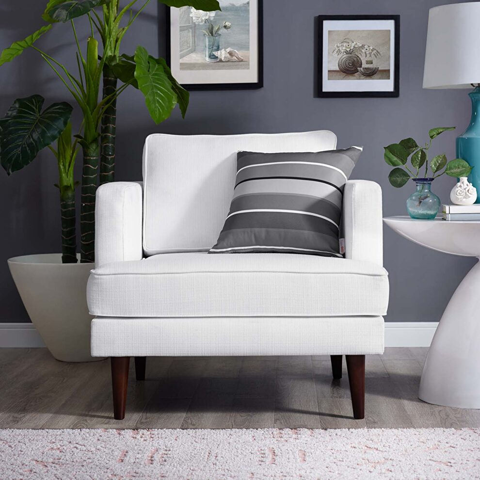 Upholstered fabric armchair in white by Modway
