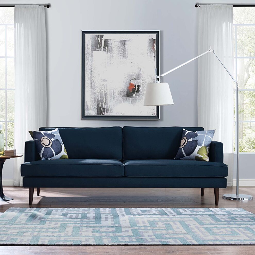 Upholstered fabric sofa in blue by Modway