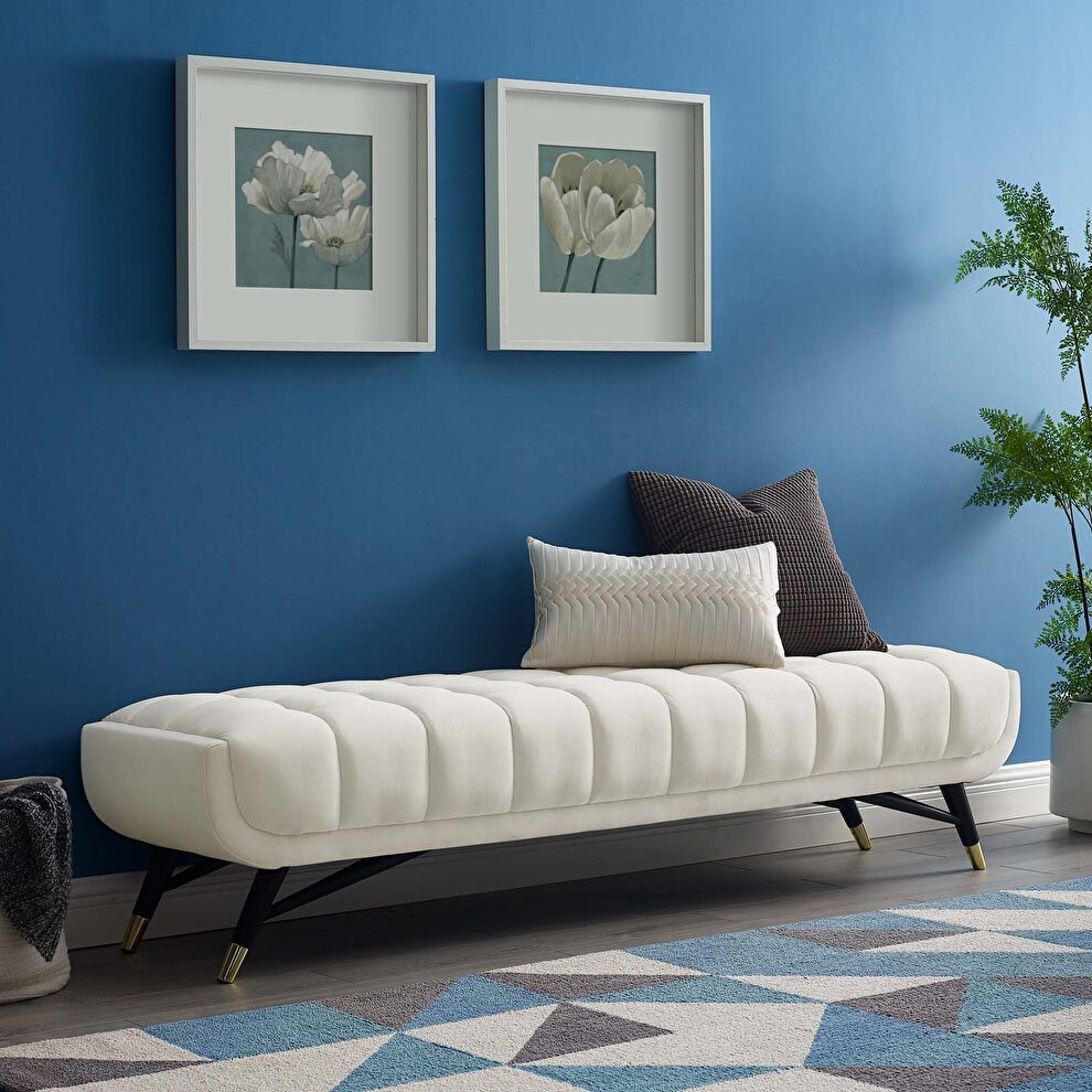 Performance velvet bench in ivory by Modway