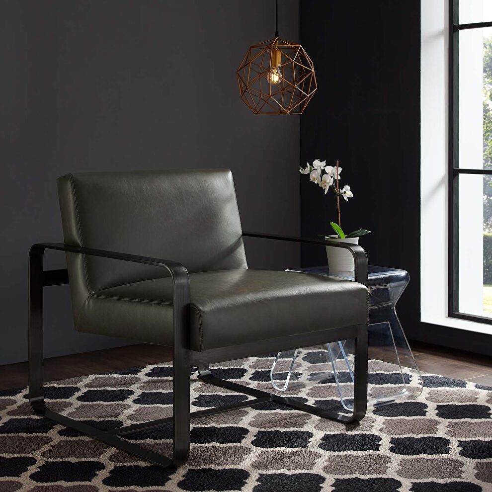 Faux leather armchair in gray by Modway