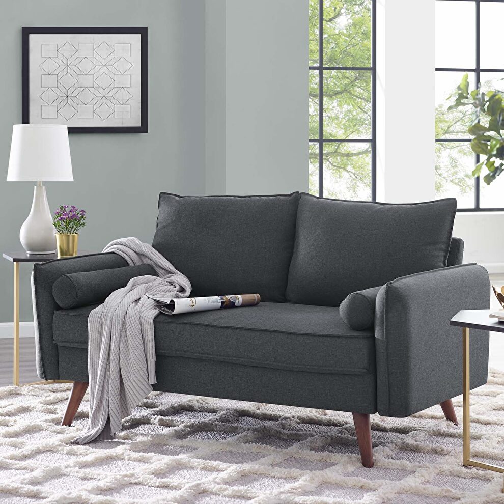 Fabric loveseat in gray by Modway