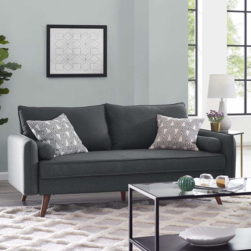 Fabric sofa in gray by Modway