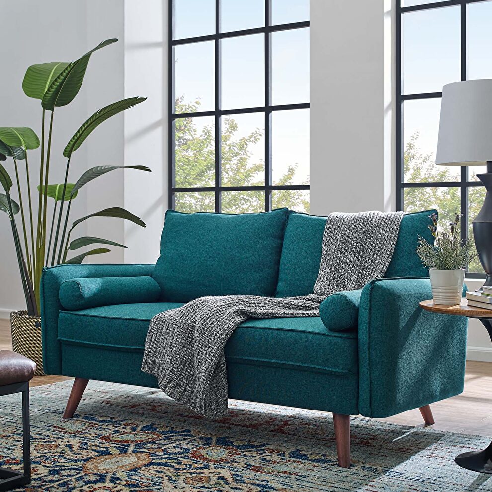 Fabric loveseat in teal by Modway