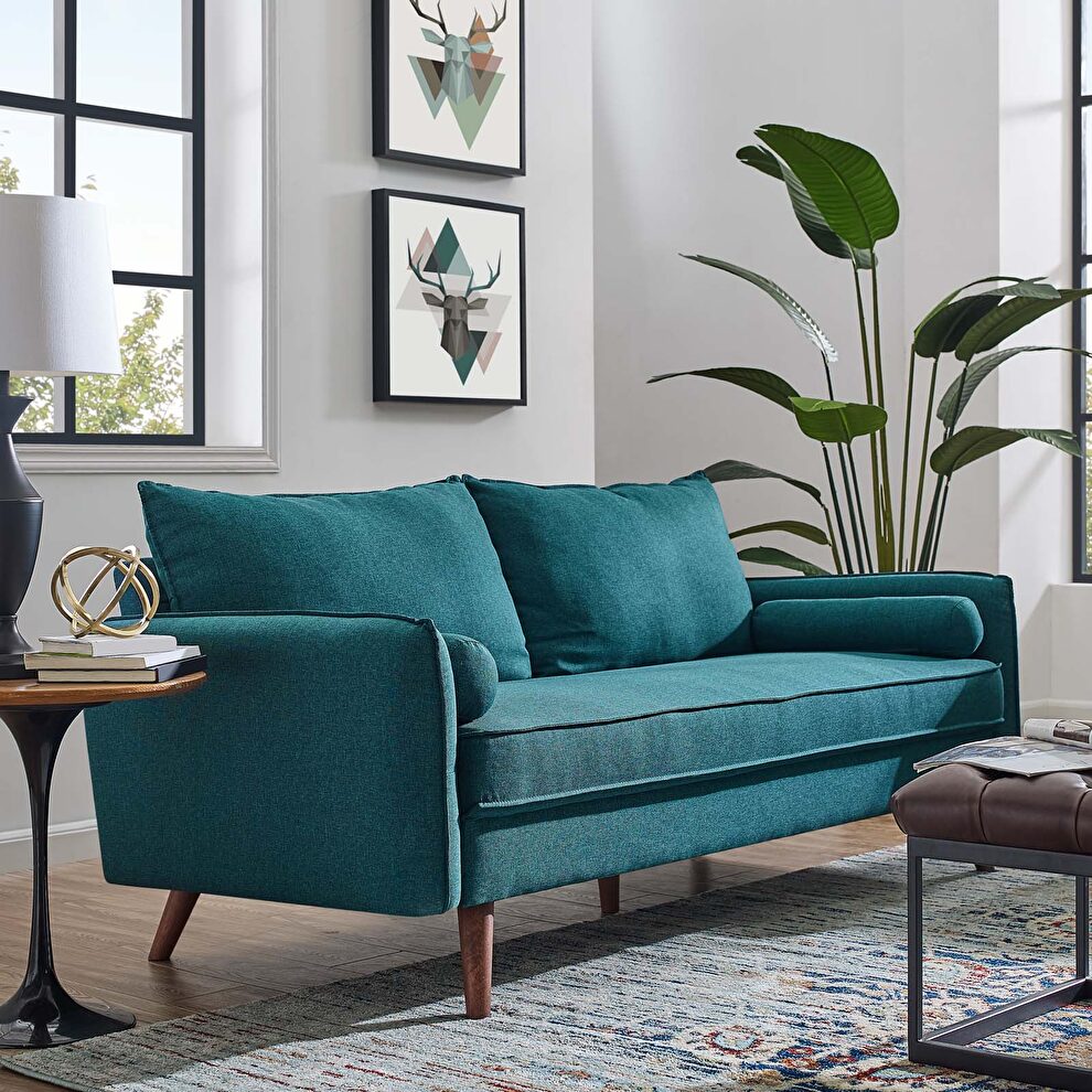 Fabric sofa in teal by Modway