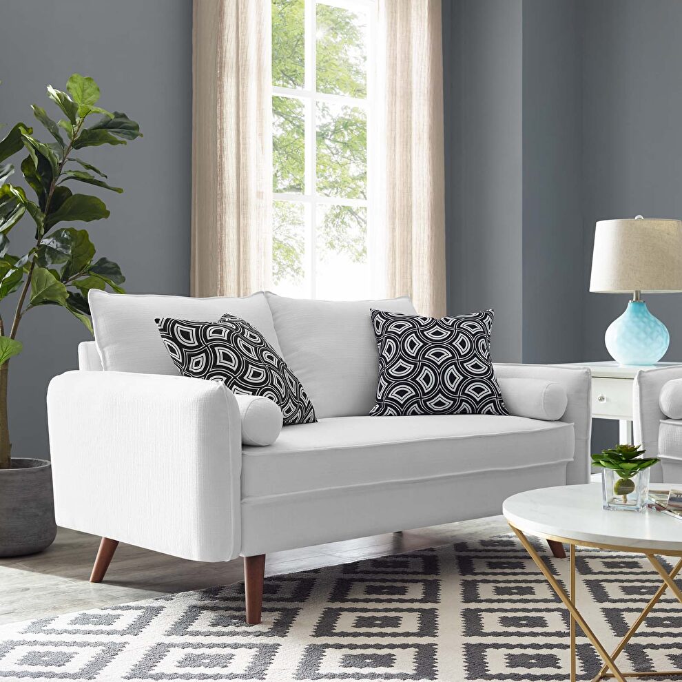 Fabric loveseat in white by Modway