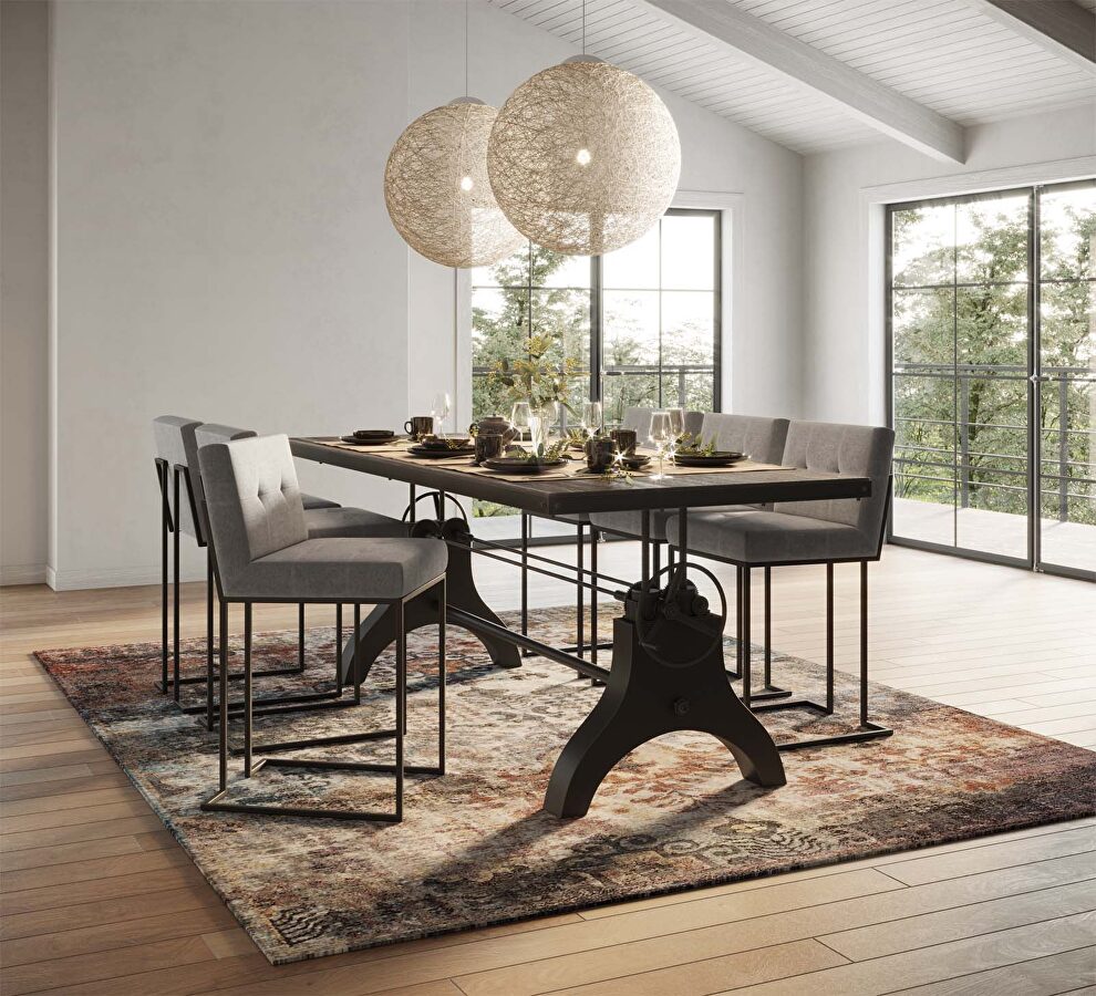 Crank height adjustable rectangle dining and conference table in black by Modway