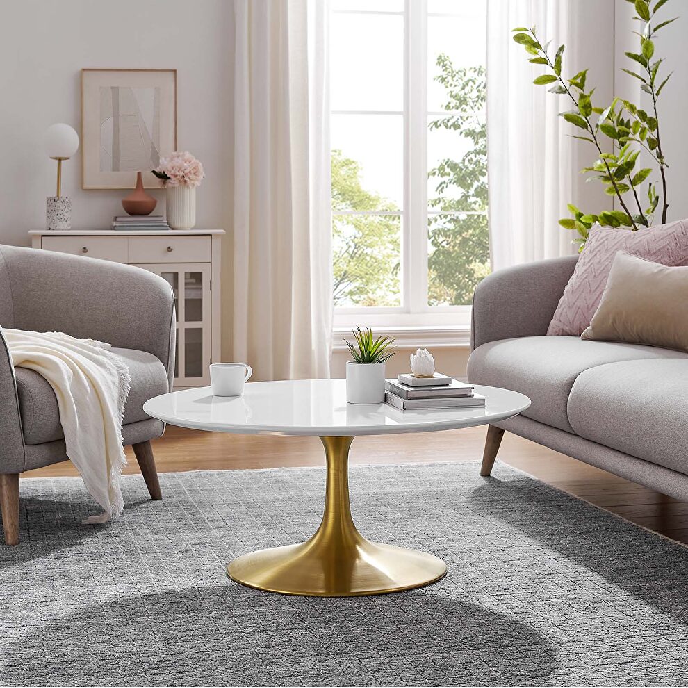 Wood coffee table in gold white by Modway