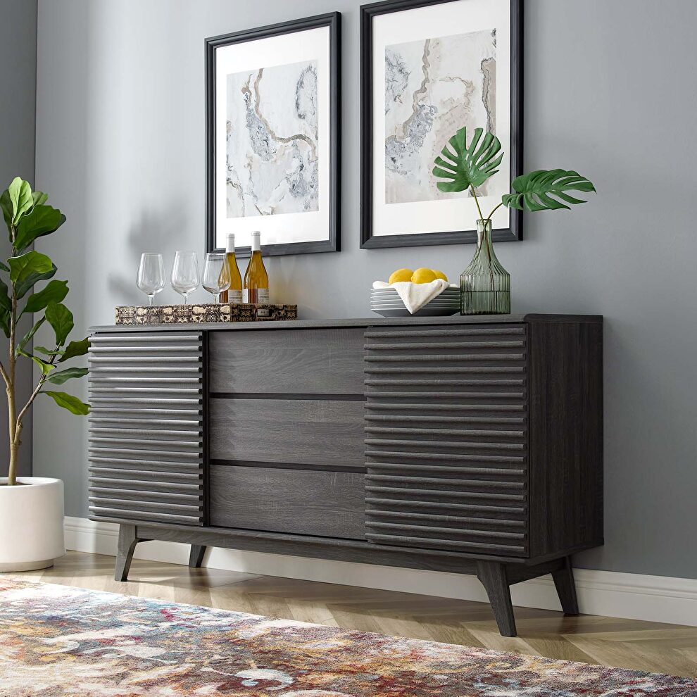 Mid-century modern design charcoal finish buffet by Modway