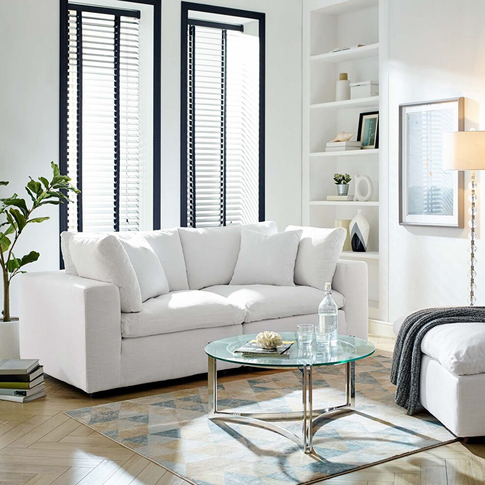 Down filled overstuffed 2 piece sectional sofa set in white by Modway