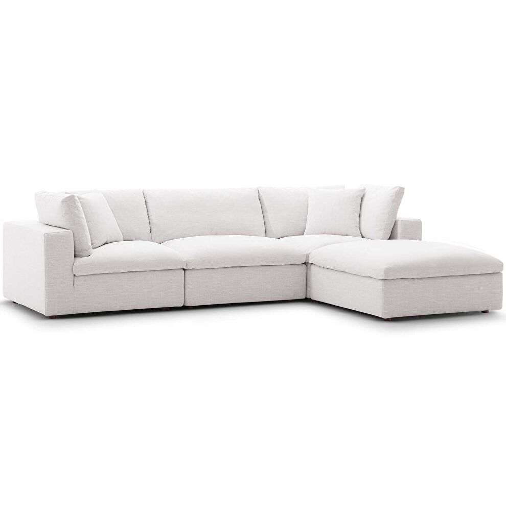 Down filled overstuffed 4 piece sectional sofa set in beige by Modway