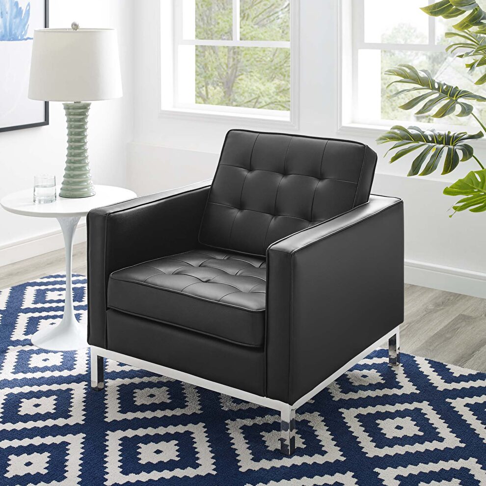 Faux leather chair in silver black by Modway