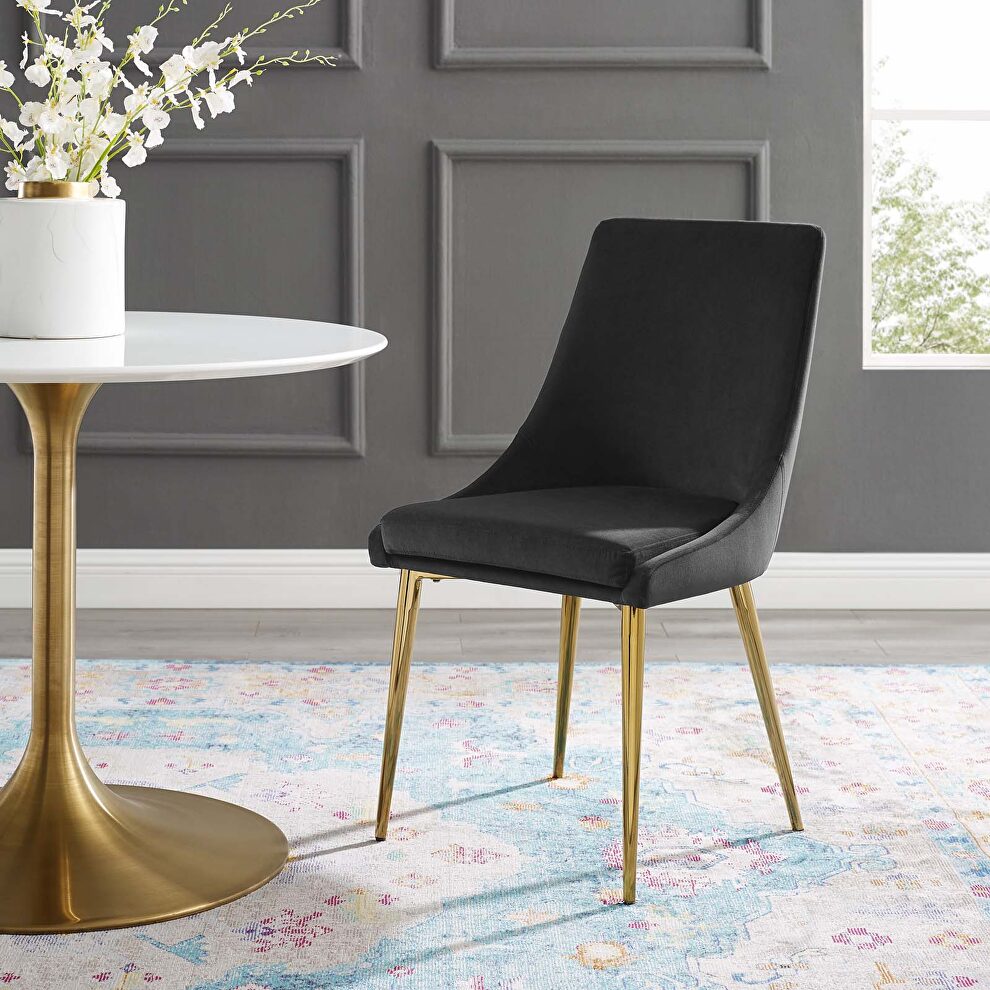 Modern accent performance velvet dining chair in black by Modway