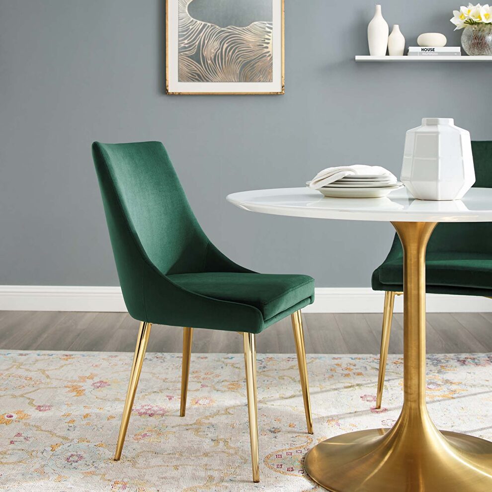 Modern accent performance velvet dining chair in green by Modway