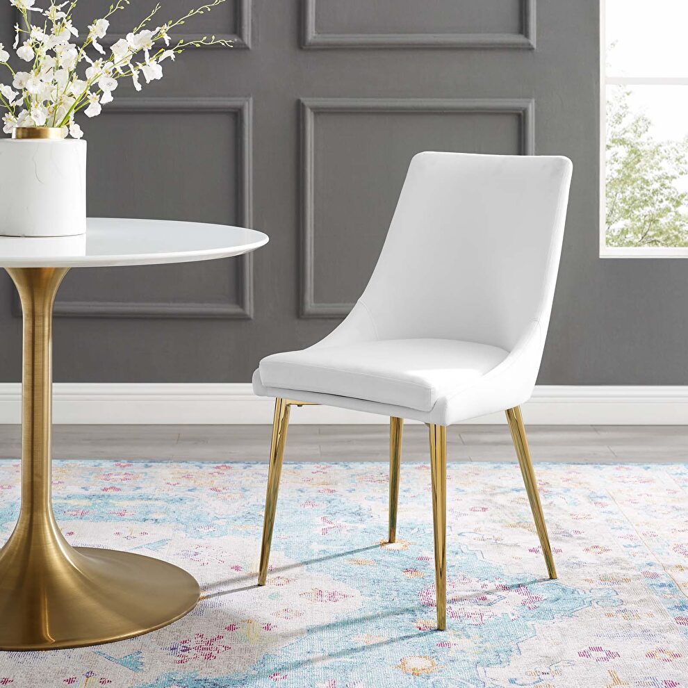 Modern accent performance velvet dining chair in white by Modway
