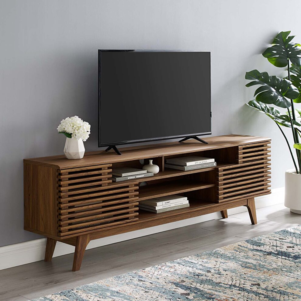 Media console tv stand in walnut by Modway