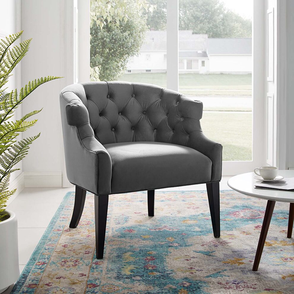 Accent performance velvet armchair in gray by Modway