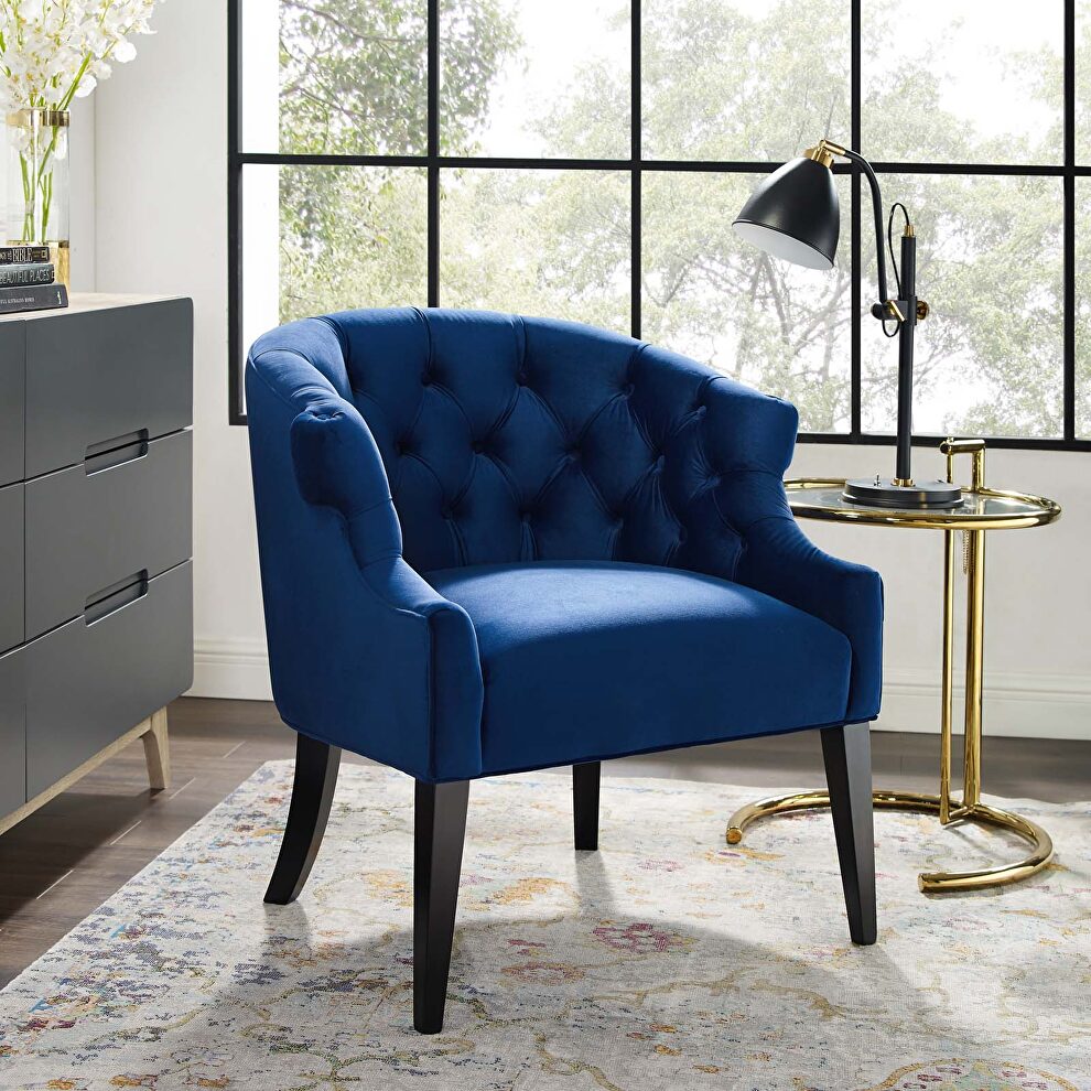 Accent performance velvet armchair in navy by Modway