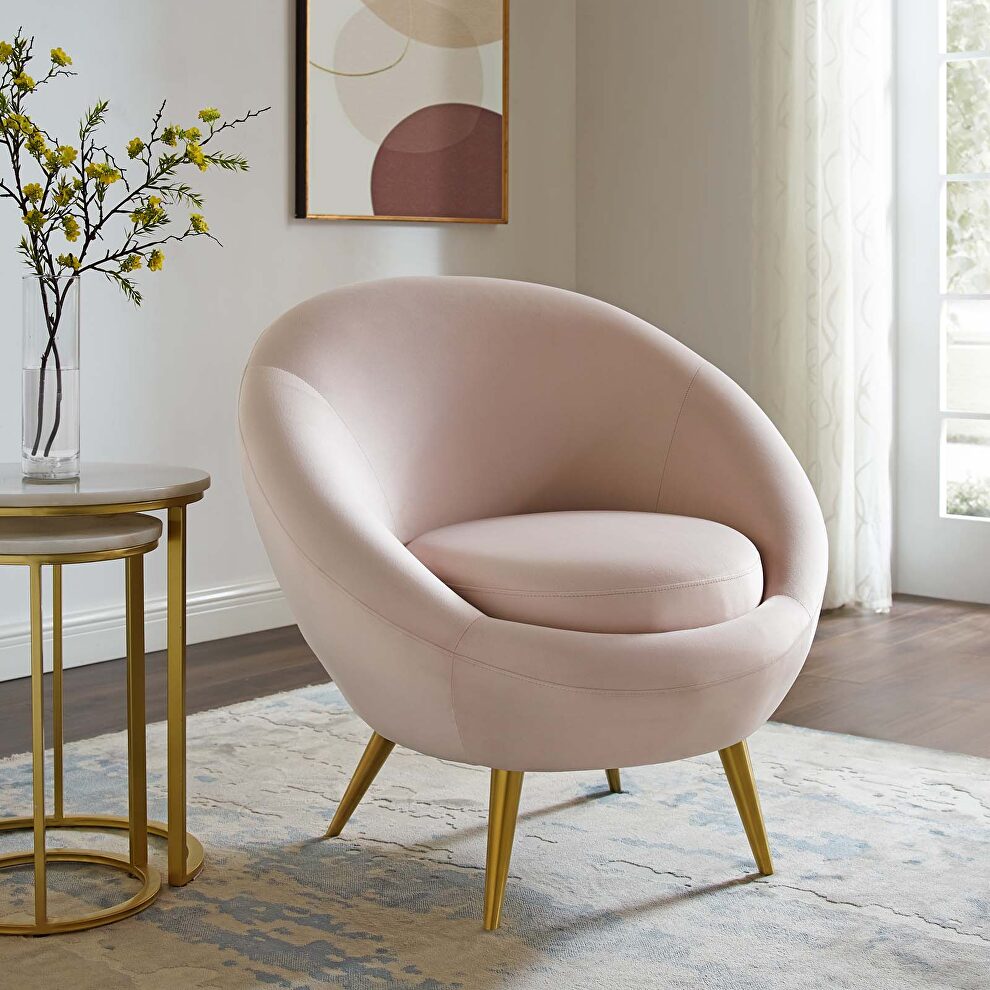 Performance velvet accent chair in pink by Modway