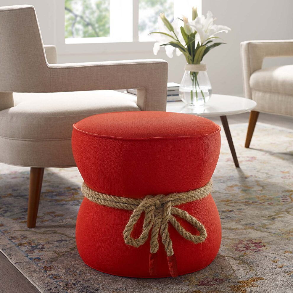 Nautical rope upholstered fabric ottoman in atomic red by Modway