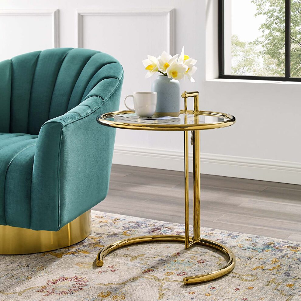 Stainless steel end table in gold by Modway