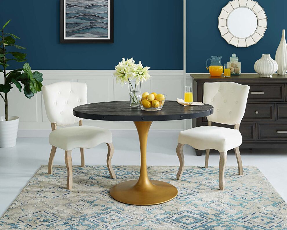 Oval wood top dining table in black gold by Modway