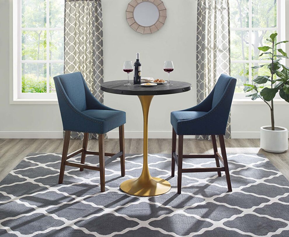 Wood bar table in black gold by Modway