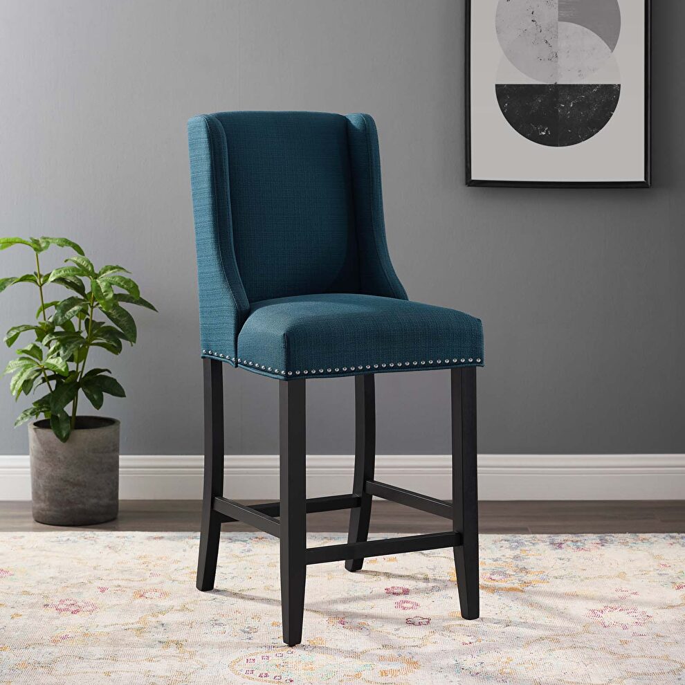 Upholstered fabric counter stool in azure by Modway