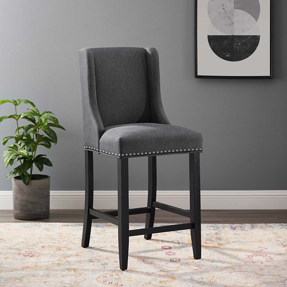 Upholstered fabric counter stool in gray by Modway