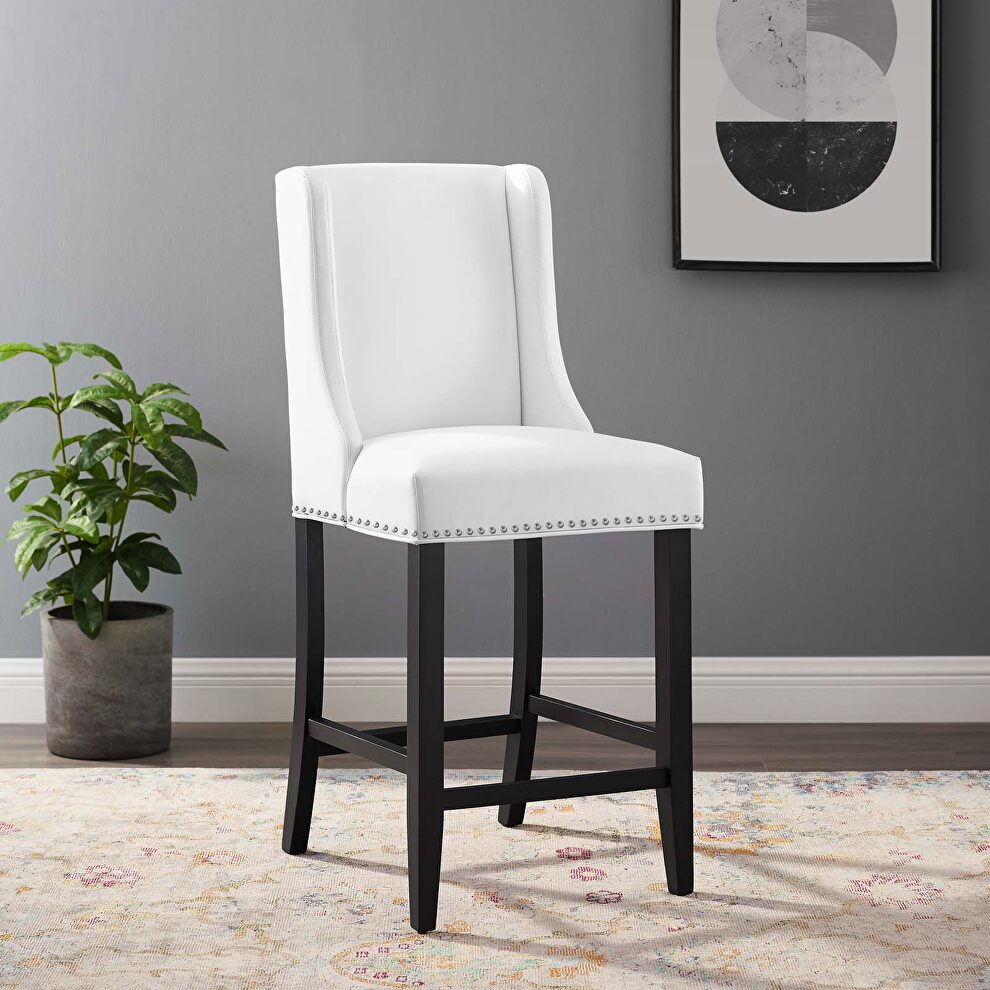 Faux leather counter stool in white by Modway